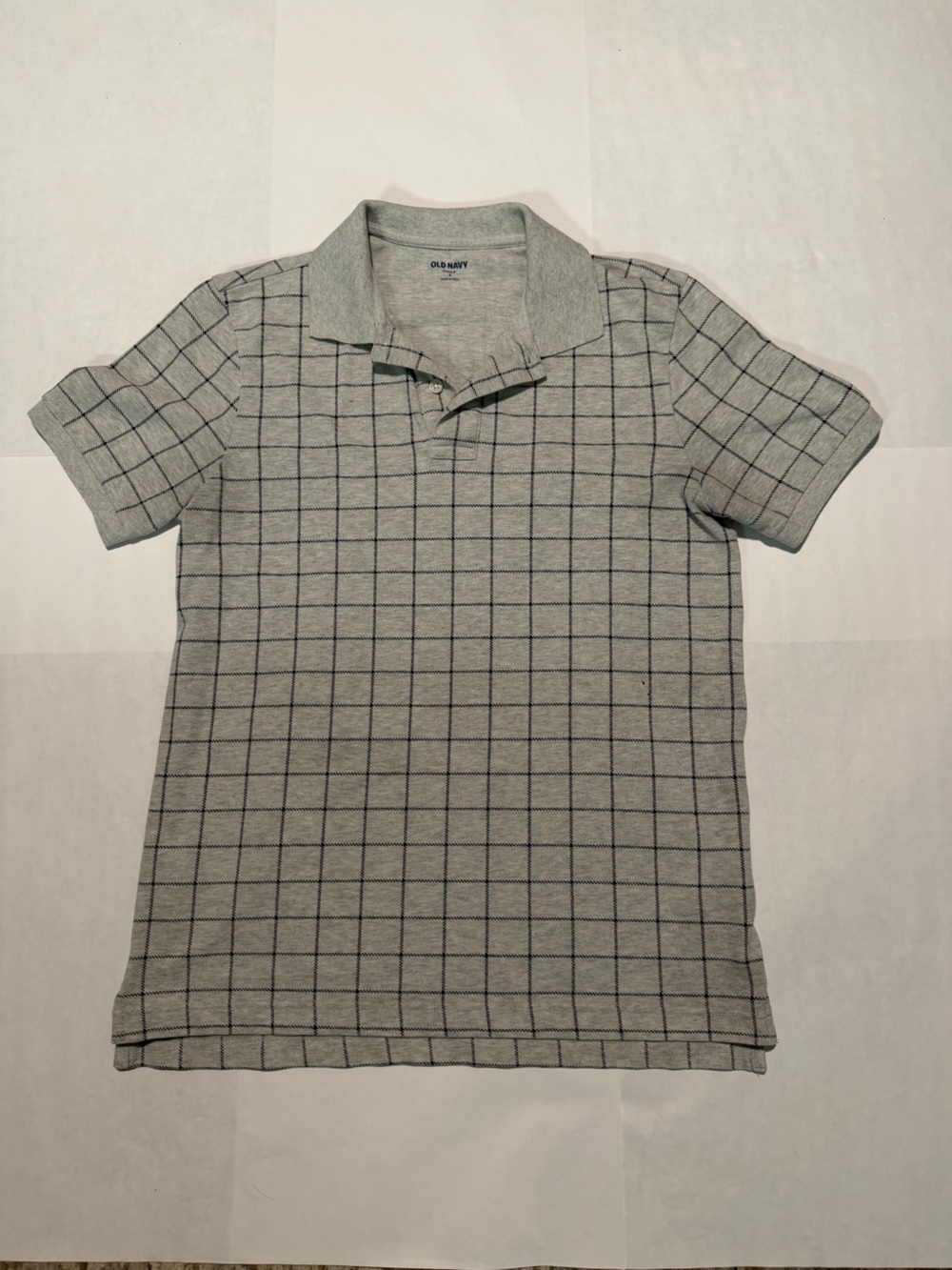 Old Navy Gray Windowpane Polo Shirt - Men's